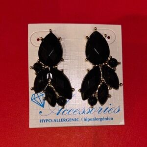 Elegant Black Leaf Earrings